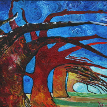 Malerei mit dem Titel "'Allée d'arbres'" von François Jornod, Original-Kunstwerk, Acryl