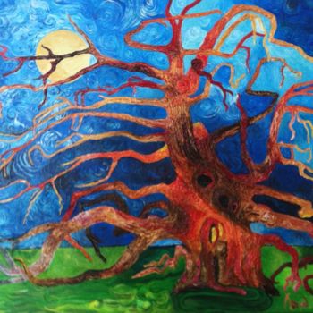 Schilderij getiteld "'Le vieil arbre 3'" door François Jornod, Origineel Kunstwerk, Acryl