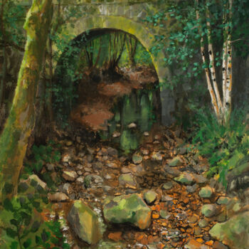 Pintura intitulada "Along the river" por Jos Eijken, Obras de arte originais, Acrílico