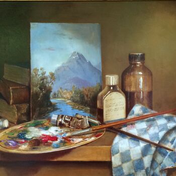 Painting titled "Painting materials…" by Jos Kivits, Original Artwork, Oil