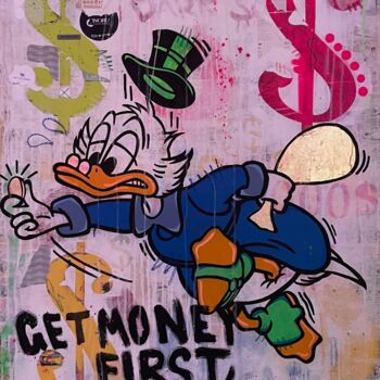 Painting titled "GET MONEY FIRST, FA…" by Jos Tappe, Original Artwork, Acrylic Mounted on Wood Stretcher frame