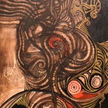 Peinture intitulée "La danseuse et la m…" par Marc Troupel (Josabel 451), Œuvre d'art originale, Encre Monté sur Châssis en…