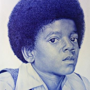 Dibujo titulada "Michael Jackson" por José Agube, Obra de arte original, Bolígrafo
