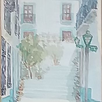 Painting titled "Barrio de Santa Cruz" by José Alavés Lledó, Original Artwork, Watercolor