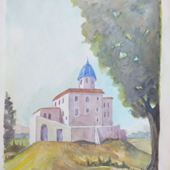Painting titled "Iglesia en monte" by José Alavés Lledó, Original Artwork, Watercolor