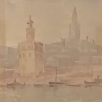 Painting titled "Sevillla" by José Alavés Lledó, Original Artwork, Watercolor Mounted on Glass
