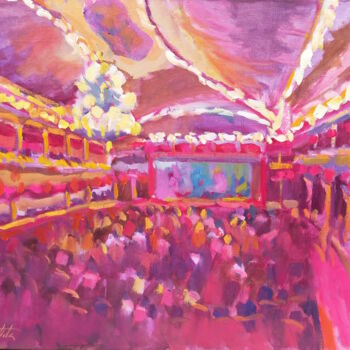 Painting titled "Concierto de colores" by José Bautista, Original Artwork, Oil Mounted on Wood Stretcher frame