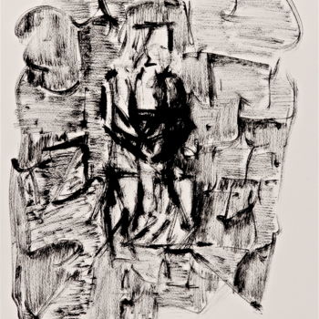 Рисунок под названием "la-vierge-et-l-enfa…" - José Bosch, Подлинное произведение искусства, Чернила