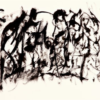 Dessin intitulée "orphee-et-les-bacch…" par José Bosch, Œuvre d'art originale, Encre