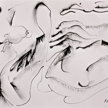 Tekening getiteld "l-approche" door José Bosch, Origineel Kunstwerk