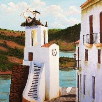 Peinture intitulée "Torre do relógio Me…" par José Bravo Rosa, Œuvre d'art originale, Acrylique
