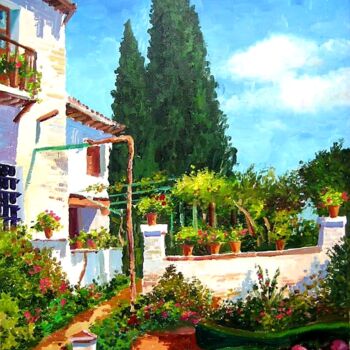 Painting titled "Albaicin. Granada.A…" by Jose Camero Hernandez, Original Artwork, Acrylic
