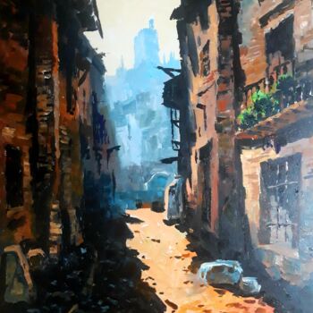 Pintura intitulada "Calle típica de Gra…" por Jose Camero Hernandez, Obras de arte originais, Acrílico