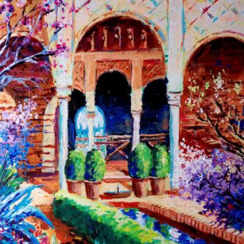 Картина под названием "Jardines de la Alha…" - Jose Camero Hernandez, Подлинное произведение искусства, Акрил