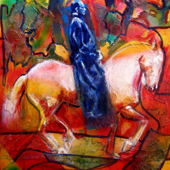 Peinture intitulée "le cavalier bleu :h…" par José Cano, Œuvre d'art originale