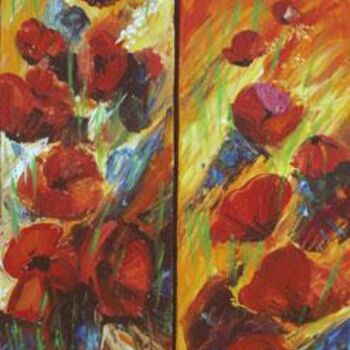 Painting titled "les coquelicots" by José Cano, Original Artwork