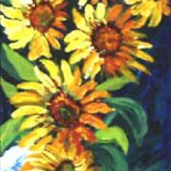 Painting titled "tournesols 1" by José Cano, Original Artwork, Oil