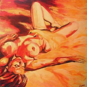 Peinture intitulée "femme flamboyante" par José Cano, Œuvre d'art originale, Huile