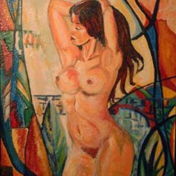 Painting titled "femme art deco" by José Cano, Original Artwork, Oil