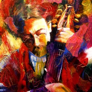 Peinture intitulée "violoncelle fusion" par José Cano, Œuvre d'art originale