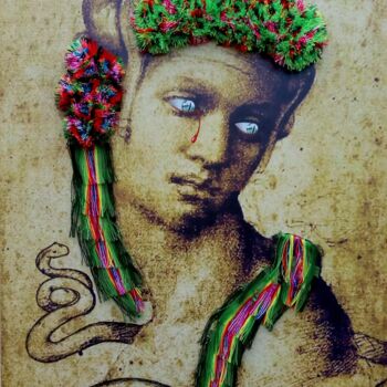 Collages intitulée "Cleopatra" par Jose De Andrés, Œuvre d'art originale, Travail numérique 2D Monté sur Châssis en bois