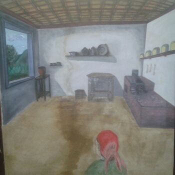 Malarstwo zatytułowany „Cozinha da roça” autorstwa Jose Francisco Silva, Oryginalna praca, Akryl Zamontowany na Drewniana ra…