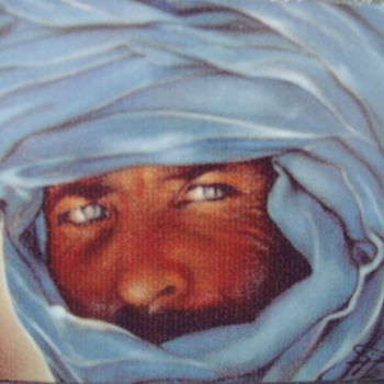 Desenho intitulada "Touareg bleu" por José Garcia (GARBEL), Obras de arte originais, Pastel