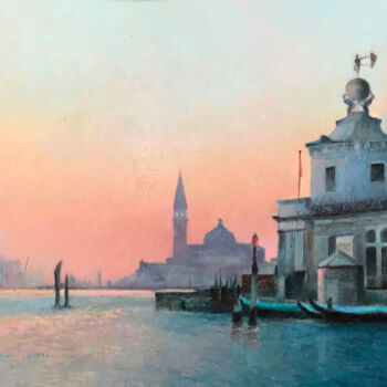 Pittura intitolato "Venecia al alba" da Jose Gil, Opera d'arte originale, Olio Montato su Pannello di legno