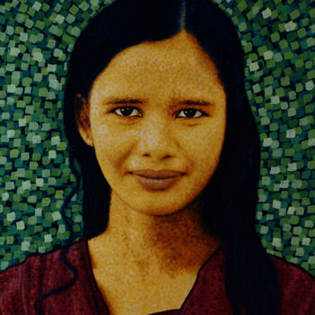 Pintura titulada "Indian Girl, Series…" por José Gislero, Obra de arte original, Acrílico