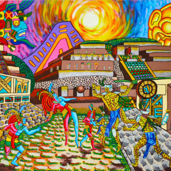 Картина под названием "Sagrado Juego de lo…" - José Godoy, Подлинное произведение искусства, Акрил Установлен на Деревянная…