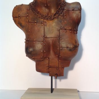 Sculptuur getiteld "Femme au collier" door Jose Hernandez, Origineel Kunstwerk, Terra cotta