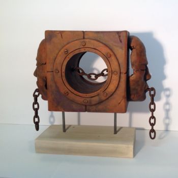 Sculpture titled "Infernale machine" by Jose Hernandez, Original Artwork, Terra cotta