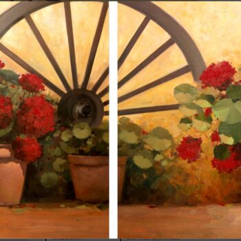 Картина под названием "Colores de primavera" - Jose Higuera, Подлинное произведение искусства, Масло