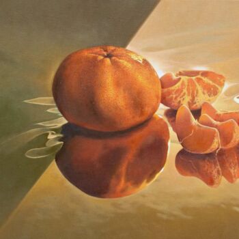 Painting titled "Mandarinas" by Jose Higuera, Original Artwork, Oil