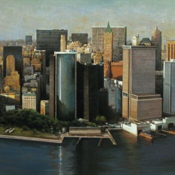 「Manhattan」というタイトルの絵画 Jose Higueraによって, オリジナルのアートワーク, オイル