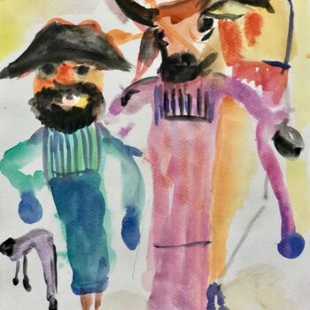 Pittura intitolato "Mascaradas" da Jose Jackson Gudamuz, Opera d'arte originale, Acquarello