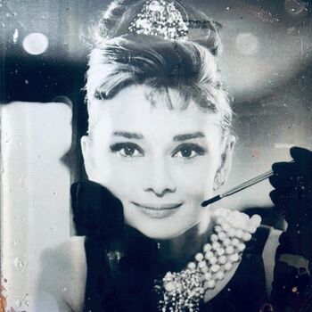 Painting titled "Audrey Hepburn, Bre…" by José Salcedo, Original Artwork, 2D Digital Work Mounted on Aluminium