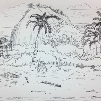 Zeichnungen mit dem Titel "Ilha da cabana Crus…" von Jose Luis, Original-Kunstwerk, Kugelschreiber