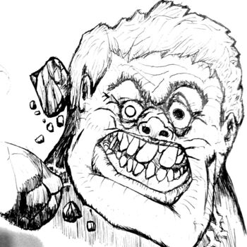 Zeichnungen mit dem Titel "Cabeça de Hulk cart…" von Jose Luis, Original-Kunstwerk, Kugelschreiber