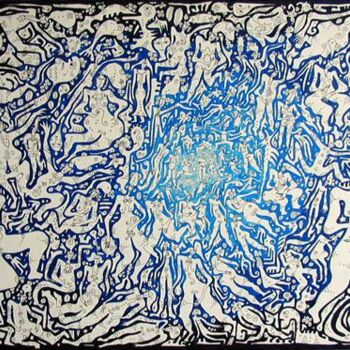 Malerei mit dem Titel "Bleu noir" von Jose Mangano, Original-Kunstwerk
