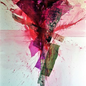 Pintura titulada "negra flor (Rojo)" por José Manuel Salazar, Obra de arte original, Tinta