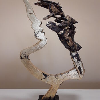 Скульптура под названием "VOZ INTERIOR" - José Manuel Solares, Подлинное произведение искусства, Дерево