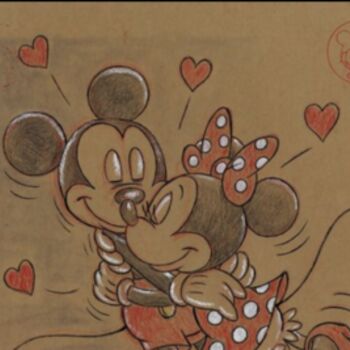Zeichnungen mit dem Titel "Mickey & Minnie Mou…" von José Maria Millet Lopez (Millet), Original-Kunstwerk, Tinte