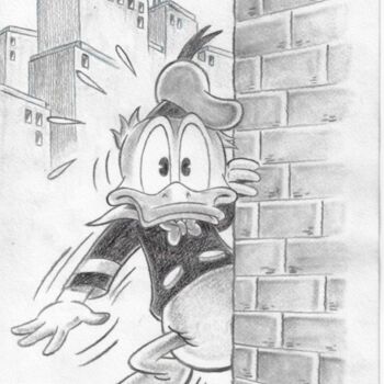 Dessin intitulée "Surprised Donald Du…" par José Maria Millet Lopez (Millet), Œuvre d'art originale, Crayon