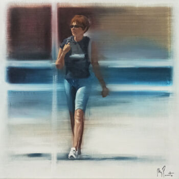 Painting titled "De paseo" by José María Pinto Rey, Original Artwork, Oil Mounted on Wood Stretcher frame