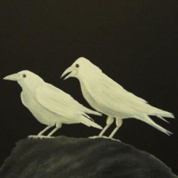 Malerei mit dem Titel "WHITE CROWS" von José Pedro, Original-Kunstwerk