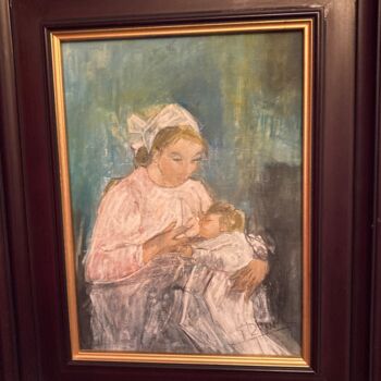 Pintura intitulada "Maternidad" por Jose Ramon Campomanes Alvarez, Obras de arte originais, Óleo Montado em Armação em madei…