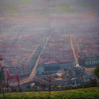 Painting titled "BILBAO LANDSCAPE" by Jose Ramon Muro Pereg (JRMuro), Original Artwork, Oil