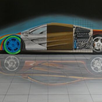 Pintura intitulada "The classic McLaren…" por Jose Ramon Muro Pereg (JRMuro), Obras de arte originais, Óleo Montado em Armaç…