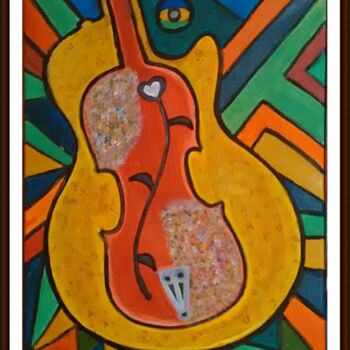 绘画 标题为“Guitarra bajo violin” 由Jose Raul Ros, 原创艺术品, 油